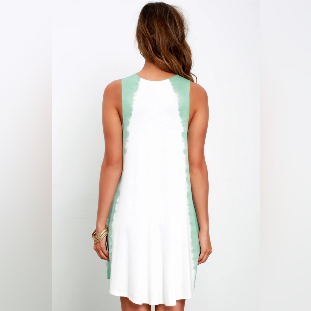 NWT RVCA Sucker Punched Sage Green Tie-Dye Swing Dress - Picture 3 of 14